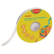 Stuha KEYROAD dvojitá saténová, 12 mm x 22,86 m, na cievke, biela