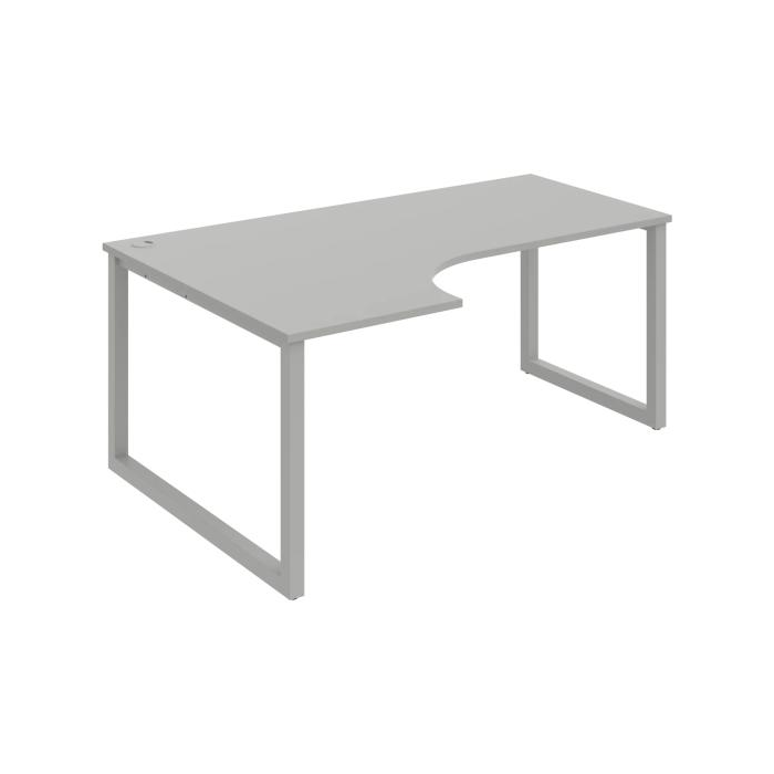 Pracovný stôl UNI O, ergo, pravý, 180x75,5x120 cm, sivá/sivá