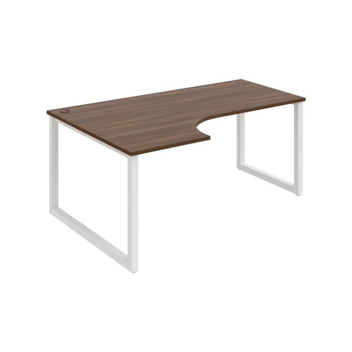 Pracovný stôl UNI O, ergo, pravý, 180x75,5x120 cm, orech/biela