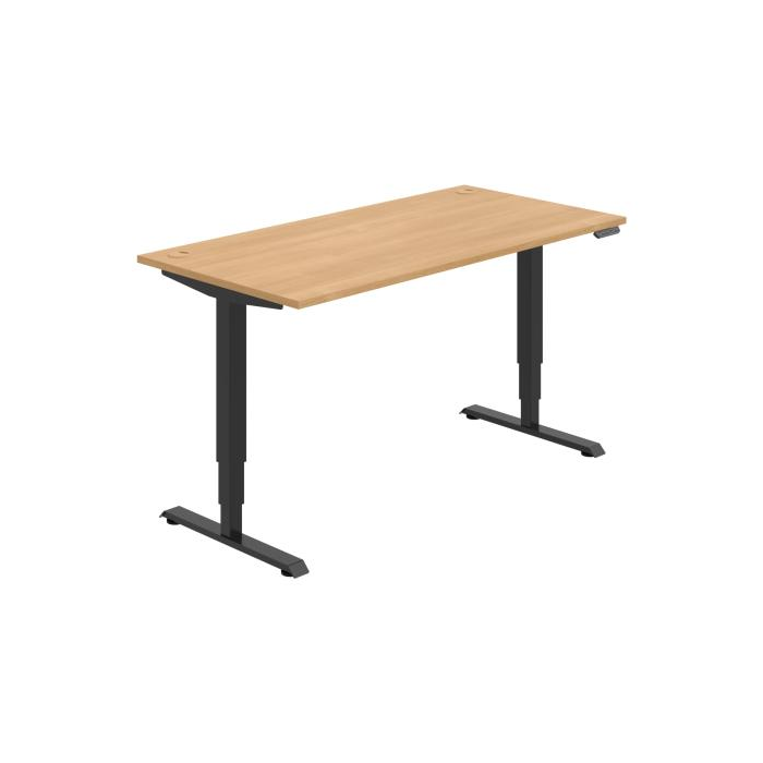 Pracovný stôl RUN, PO, 3S, 160x64,5-130,5x80 cm, dub/čierna