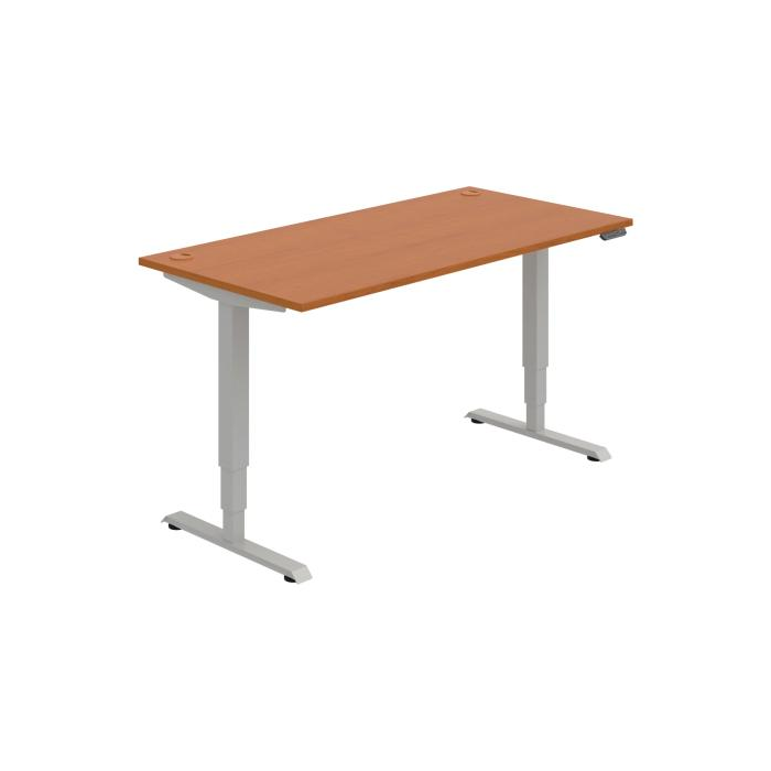 Pracovný stôl RUN, PO, 3S, 160x64,5-130,5x80 cm, čerešňa/sivá