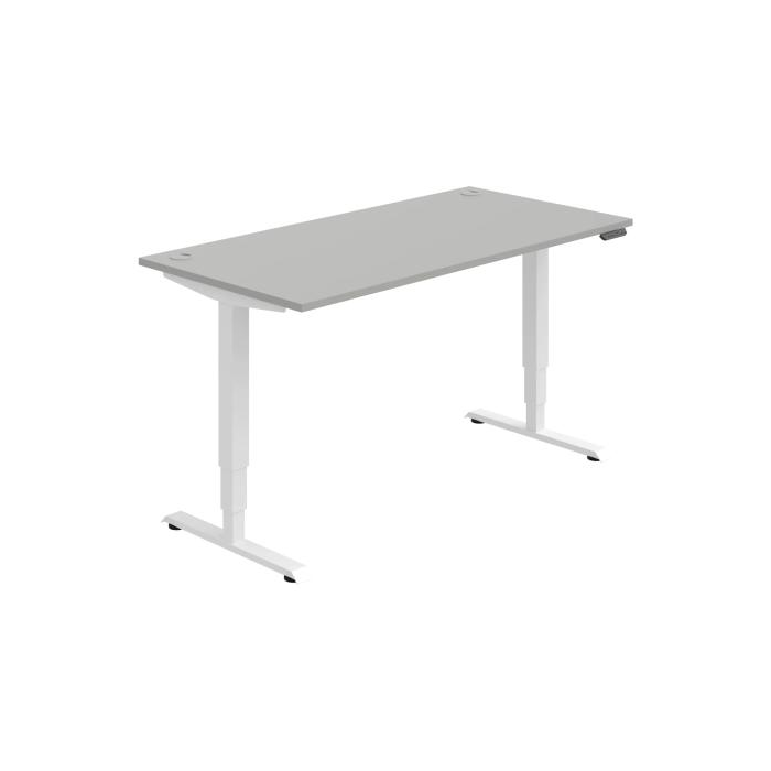Pracovný stôl RUN, PO, 3S, 160x64,5-130,5x80 cm, sivá/biela